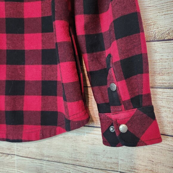Orvis Jacket Women's Size Small Black Red Plaid Snap Button Front Buffalo Check - Picture 15 of 16